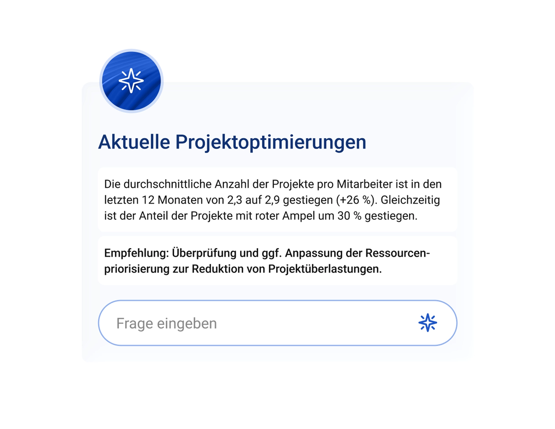 Vorschau der AI-Insights in JALO Projects